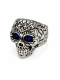 Anillo calavera ojos azules