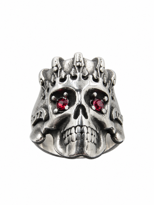 Anillo calavera con corona