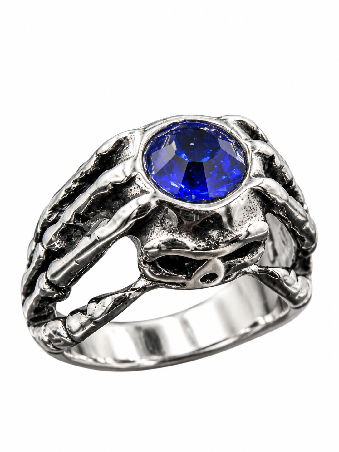 Anillo de piedra azul calavera