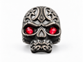 Anillo de calavera con ojos de rubí